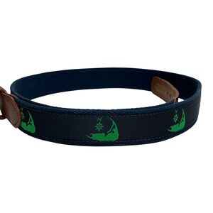 Leather Man Ltd Essex Connecticut‎ Mens Canvas Belt Nantucket Brass Buckle Sz 40